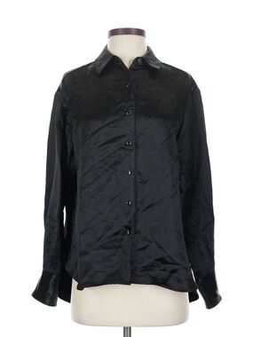 rag & bone Black Satin Button-Front Shirt